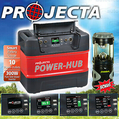 Projecta 12V 240V Power Hub 300W Sine Inverter Battery Box Ph125 + Led Lantern