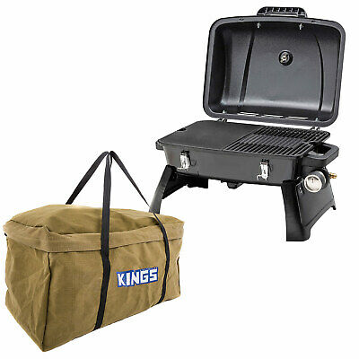 Gasmate Voyager Portable BBQ Hotplate/Grill + Kings Campfire BBQ Canvas Bag
